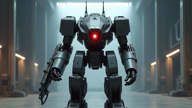 Modelado 3D de un robot gigante de estilo mecha con detalles intrincados